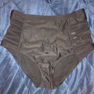 Torrid Black High Waist Lattice Side Swim Bottoms